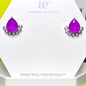 Purple Fluorite Genuine Quartz Jacket Stud Earrings